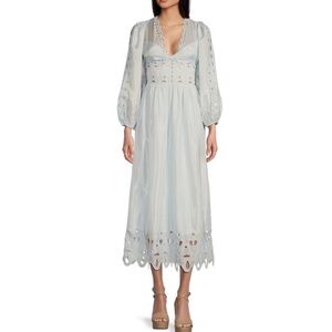 Chelsea and violet garnet sky blue satin cutout maxi dress